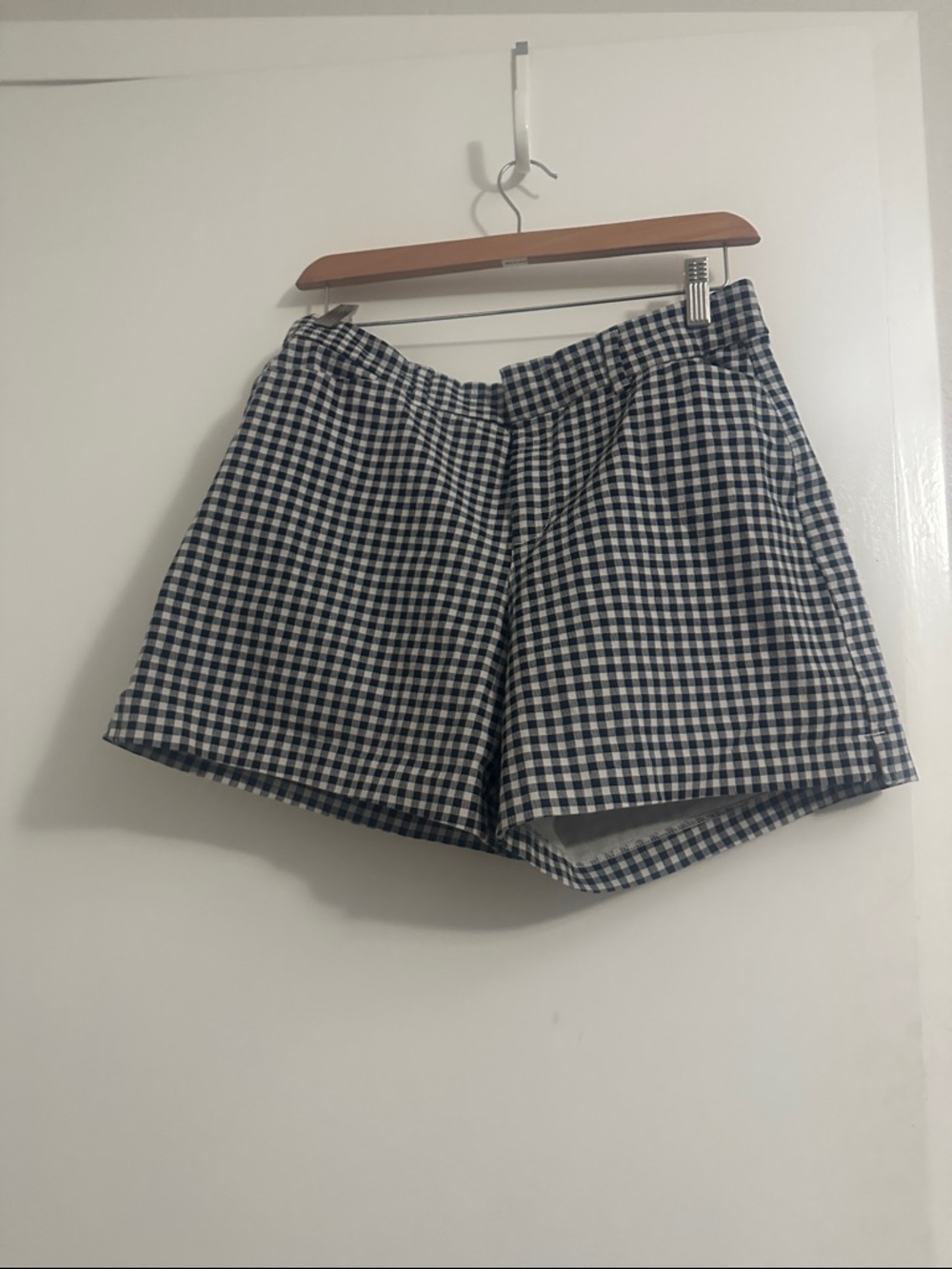 Black & White Gingham Shorts High Rise Mid Length